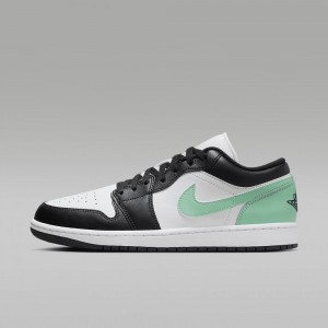 Nike Air Jordan 1 Low Womens Shoes Black / White / Green | 546819-KBR