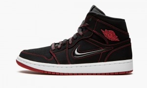 Nike Air Jordan 1 MID 'Fearless - Come Fly With Me' Mens Shoes Black / Red White | 136297-WAU