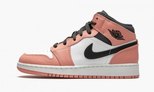 Nike Air Jordan 1 MID GS 'Pink Quartz' Kids Shoes Pink / Grey | 680941-FDG