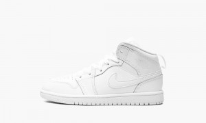 Nike Air Jordan 1 MID PS 'Triple White' Kids Shoes White | 497615-OFP