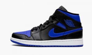 Nike Air Jordan 1 MID 'Royal' Mens Shoes Black / Royal / White | 352401-TXU