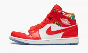 Nike Air Jordan 1 MID SE 'Barcelona Sweater' Mens Shoes Red / White | 125809-HVG