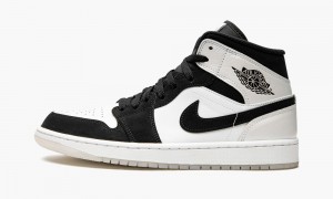 Nike Air Jordan 1 MID SE 'Diamond' Mens Shoes White / Black | 250618-UIJ