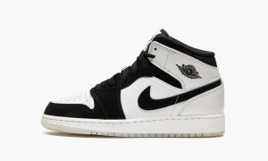 Nike Air Jordan 1 MID SE (GS) 'Diamond Shorts' Kids Shoes White / Black | 034278-MXR