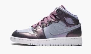 Nike Air Jordan 1 MID SE (GS) Kids Shoes Blue / Purple | 356710-GWK