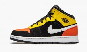 Nike Air Jordan 1 MID SE (GS) Kids Shoes Black / Orange | 537681-YUE