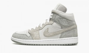 Nike Air Jordan 1 MID SE 'Grey Fleece' Womens Shoes Grey | 824953-YOS