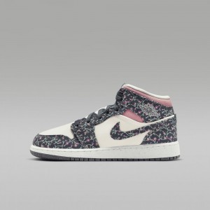 Nike Air Jordan 1 MID SE Kids Shoes Flower / white / pink | 087536-NFU