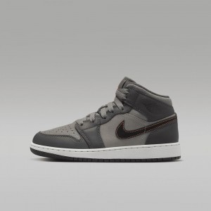 Nike Air Jordan 1 MID SE Kids Shoes Grey | 895136-VMW