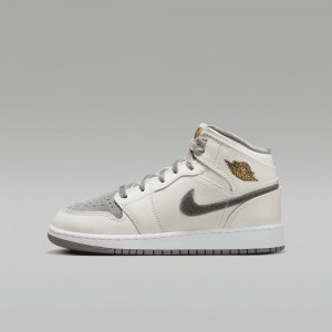 Nike Air Jordan 1 MID SE Kids Shoes White | 123508-EVJ