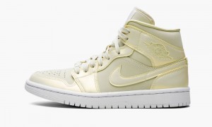 Nike Air Jordan 1 MID SE 'Lemon Yellow' Womens Shoes Khaki / White / Yellow | 729085-FSH