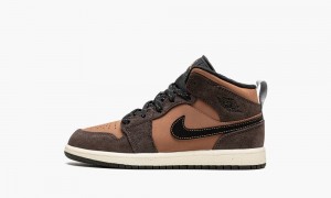 Nike Air Jordan 1 MID SE (PS) 'Dark Chocolate' Kids Shoes Dark Chocolate / Brown | 681397-CSJ