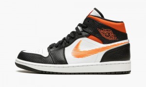 Nike Air Jordan 1 MID 'Zig Zag' Mens Shoes White / Orange / Orange | 824517-WCR