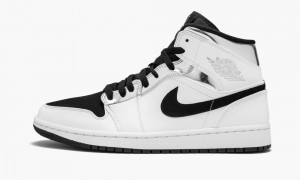 Nike Air Jordan 1 Mid 'Alternate Think 16' Mens Shoes White / Metal Silver / Black | 972806-RUY