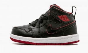 Nike Air Jordan 1 Mid BT Kids Shoes Black / White / Red | 137459-PGE