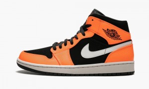 Nike Air Jordan 1 Mid 'Black Cone' Mens Shoes Orange / Black | 583702-UMI