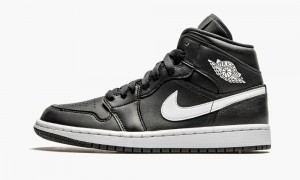 Nike Air Jordan 1 Mid 'Black / White' Womens Shoes Black / White | 927561-UGF