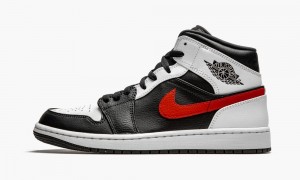 Nike Air Jordan 1 Mid 'Chile Red' Mens Shoes Black / Red / White | 980164-PMR