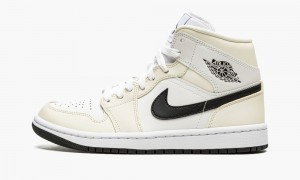 Nike Air Jordan 1 Mid 'Coconut Milk' Womens Shoes Black / White | 129807-YQH