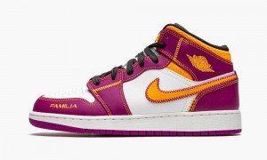 Nike Air Jordan 1 Mid DOD 'Day of the Dead' Kids Shoes Purple / White / Gold | 317452-APG