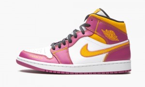 Nike Air Jordan 1 Mid 'Dia de los Muertos' Mens Shoes White / Fuchsia / Orange / Black | 807425-AFC