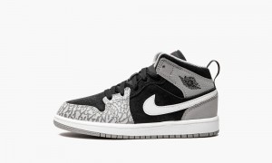 Nike Air Jordan 1 Mid 'Elephant Print' Kids Shoes Black / White / Light Grey | 390856-CIA