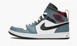 Nike Air Jordan 1 Mid 'Facetasm - Fearless' Mens Shoes White / Light Blue / Navy | 346958-MSV