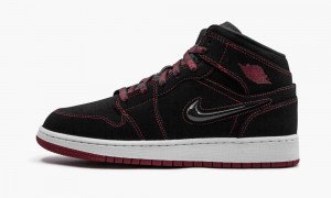 Nike Air Jordan 1 Mid Fearless GS 'Come Fly With Me' Kids Shoes Black / Red / White | 420395-ION