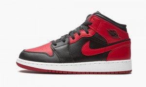 Nike Air Jordan 1 Mid GS 'Banned 2020' Kids Shoes Black / Red / White | 971240-ETK