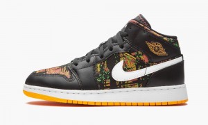 Nike Air Jordan 1 Mid GS 'Black / Laser Orange' Kids Shoes Black / White / Orange | 173560-AYE