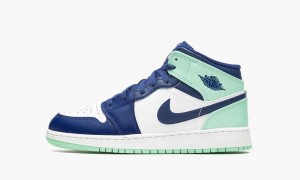 Nike Air Jordan 1 Mid GS 'Blue Mint' Kids Shoes Navy / Mint / White / Green/ | 983402-HWD