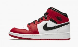 Nike Air Jordan 1 Mid GS 'Chicago 2020' Kids Shoes White / Red / Black | 083756-PUW