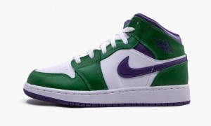 Nike Air Jordan 1 Mid (GS) 'Hulk' Kids Shoes Green / Purple / White | 472350-EQK