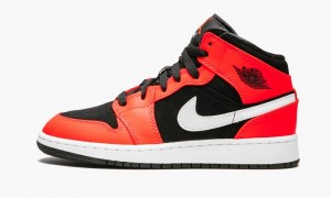 Nike Air Jordan 1 Mid GS 'Infrared' Kids Shoes Black / White / Red | 609218-CZW