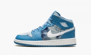 Nike Air Jordan 1 Mid (GS) Kids Shoes Blue / White | 604832-RTA