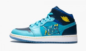 Nike Air Jordan 1 Mid (GS) Kids Shoes Blue / Royal | 302469-CYU