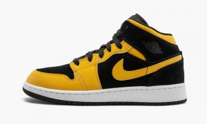 Nike Air Jordan 1 Mid GS Kids Shoes White / Black / Gold | 827564-DWN