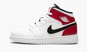 Nike Air Jordan 1 Mid (GS) Kids Shoes White / Black / Red | 962403-WFA