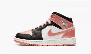 Nike Air Jordan 1 Mid GS 'Light Madder Root' Kids Shoes White / Black | 834156-SBO