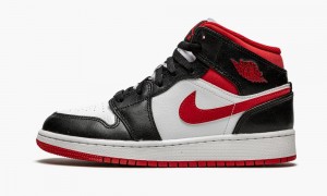 Nike Air Jordan 1 Mid GS 'Metallic Red' Kids Shoes White / Red / Black | 618493-HKZ