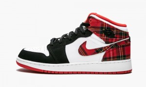 Nike Air Jordan 1 Mid (GS) 'Plaid' Kids Shoes Red / Black / White | 560293-ATU