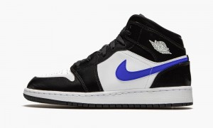 Nike Air Jordan 1 Mid GS 'Racer Blue' Kids Shoes Black / Blue / White | 108956-JVE