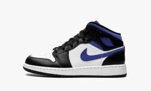 Nike Air Jordan 1 Mid GS 'Racer Blue / Black / White' Kids Shoes White / Blue / Black | 148327-MYQ