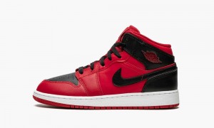 Nike Air Jordan 1 Mid GS 'Reverse Bred' Kids Shoes Red / Black / White | 697241-MPO