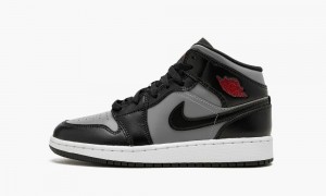 Nike Air Jordan 1 Mid GS 'Shadow / Red' Kids Shoes Black / Red / Grey | 285960-RMN