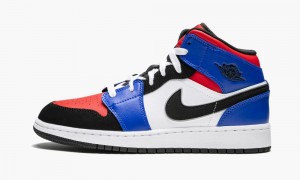 Nike Air Jordan 1 Mid (GS) 'Top 3' Kids Shoes White / Black / Royal | 210647-QUL