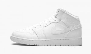 Nike Air Jordan 1 Mid GS 'Triple White' Kids Shoes White | 039528-WGX