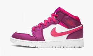 Nike Air Jordan 1 Mid (GS) 'True Berry' Kids Shoes Pink / White | 108325-GAQ