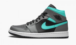 Nike Air Jordan 1 Mid 'Grey/Aqua' Mens Shoes Green / Grey | 754019-TPI