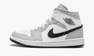 Nike Air Jordan 1 Mid 'Grey Fog' Womens Shoes Grey / Black / White | 738524-RUB